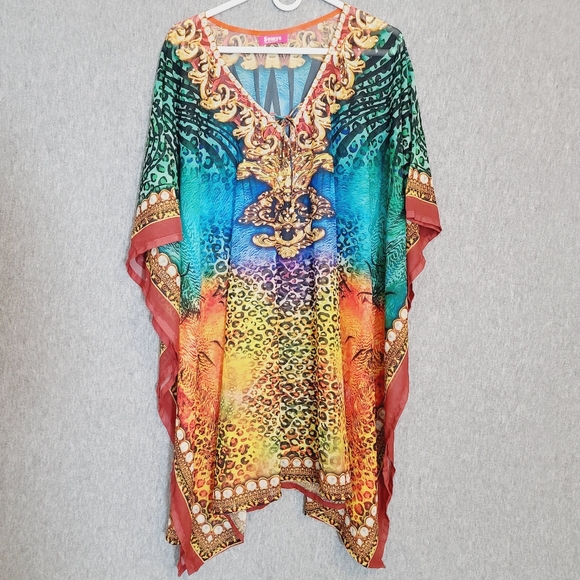 Copricostume Da Bagno Plus Size Kaftan - Viscosa Leggera Con Scollo A V Per Donna - Foto 12